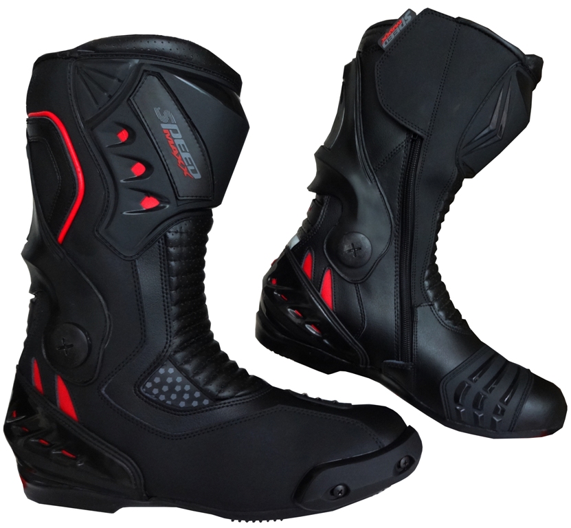 CE APPROVED BLACK MENS MOTORBIKE RACING LEATHER BOOTS