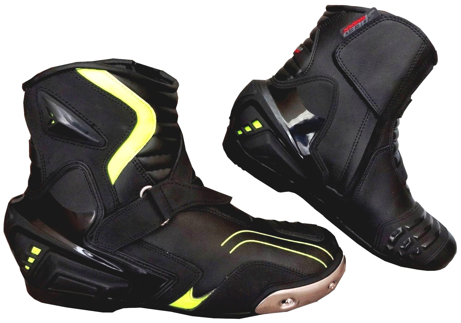 Real Leather Hiviz Mens Motorbike Racing Short Boots