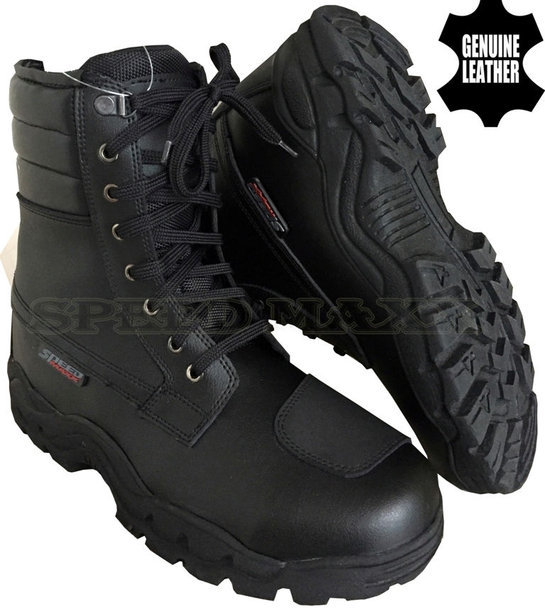 MENS SPEED MAXX CRUISING MOTORBIKE MOTORCYCLE TOURING LEATHER SHOES SHORT BOOTS
