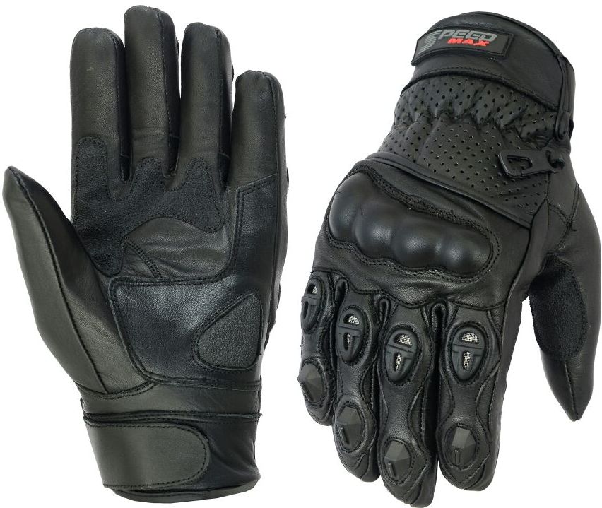 MENS PERFORATED CARBON SHELL MOTORBIKE LEATHER GLOVES
