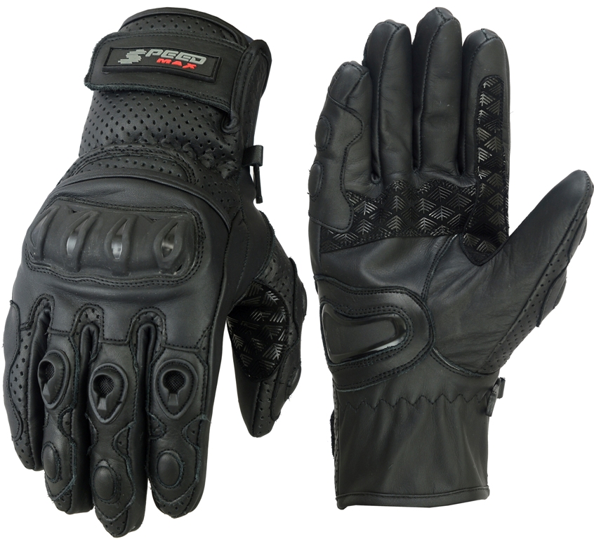 MENS MOTORBIKE PERFORATED CARBON SHELL KNUCKLE GLOVES