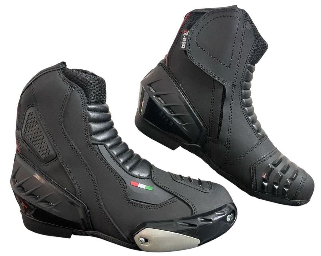 Mens Black Leather Short Ankle CE Motorbike/Motorcycle Racing Sports Boots
