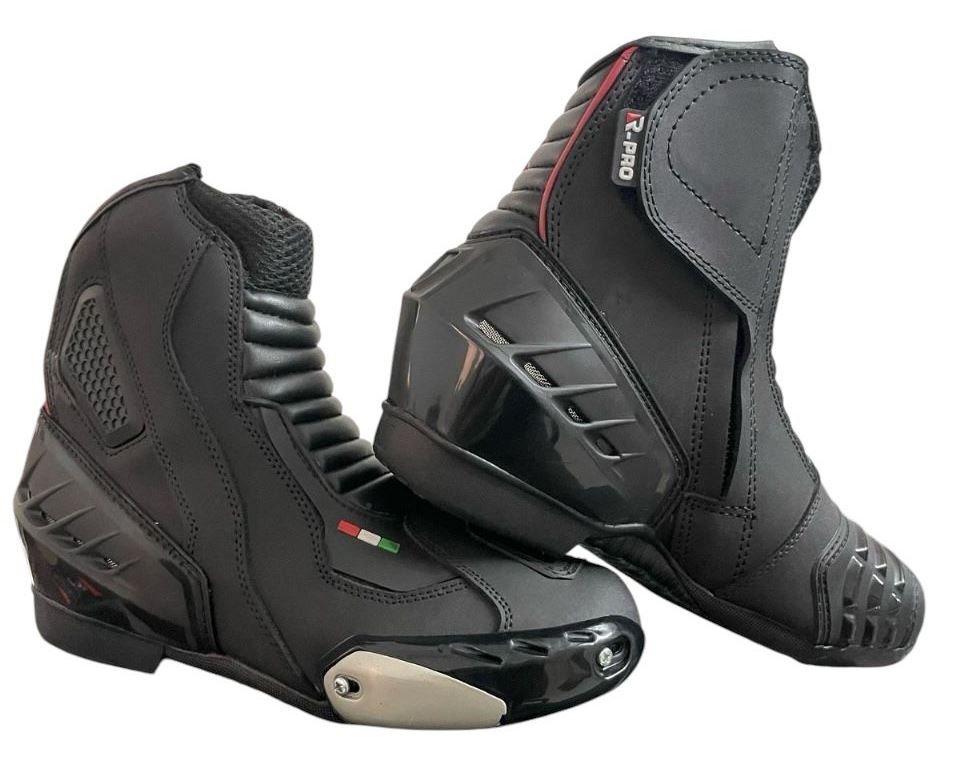 Mens Black Leather Short Ankle CE Motorbike/Motorcycle Racing Sports Boots