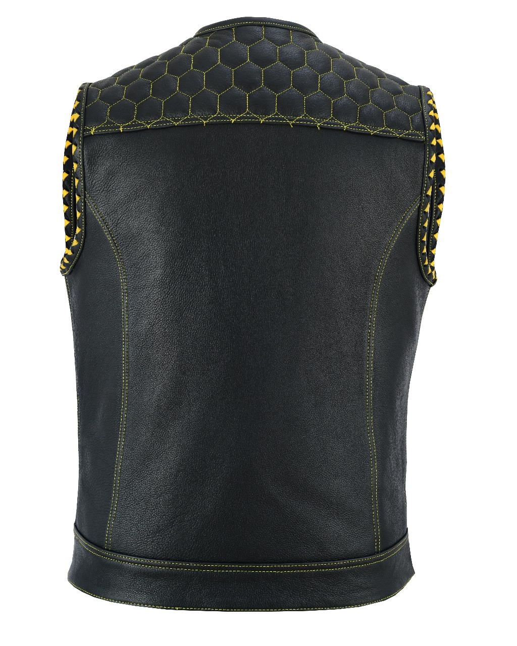 SOA Yellow Honeycomb Stitch Leather Vest