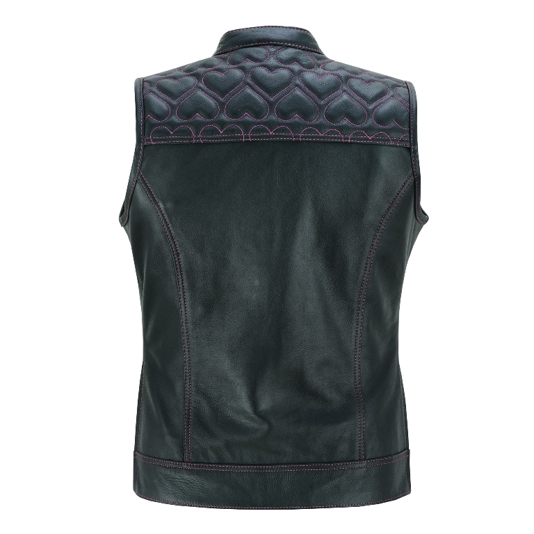 Women SOA club vest with Pink Heart Stitch