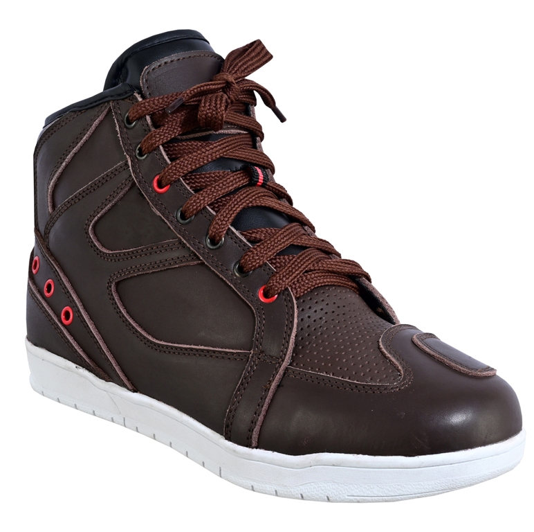 Speed Maxx CE Casual Sneaker Pure Leather Motorcycle Brown Boots