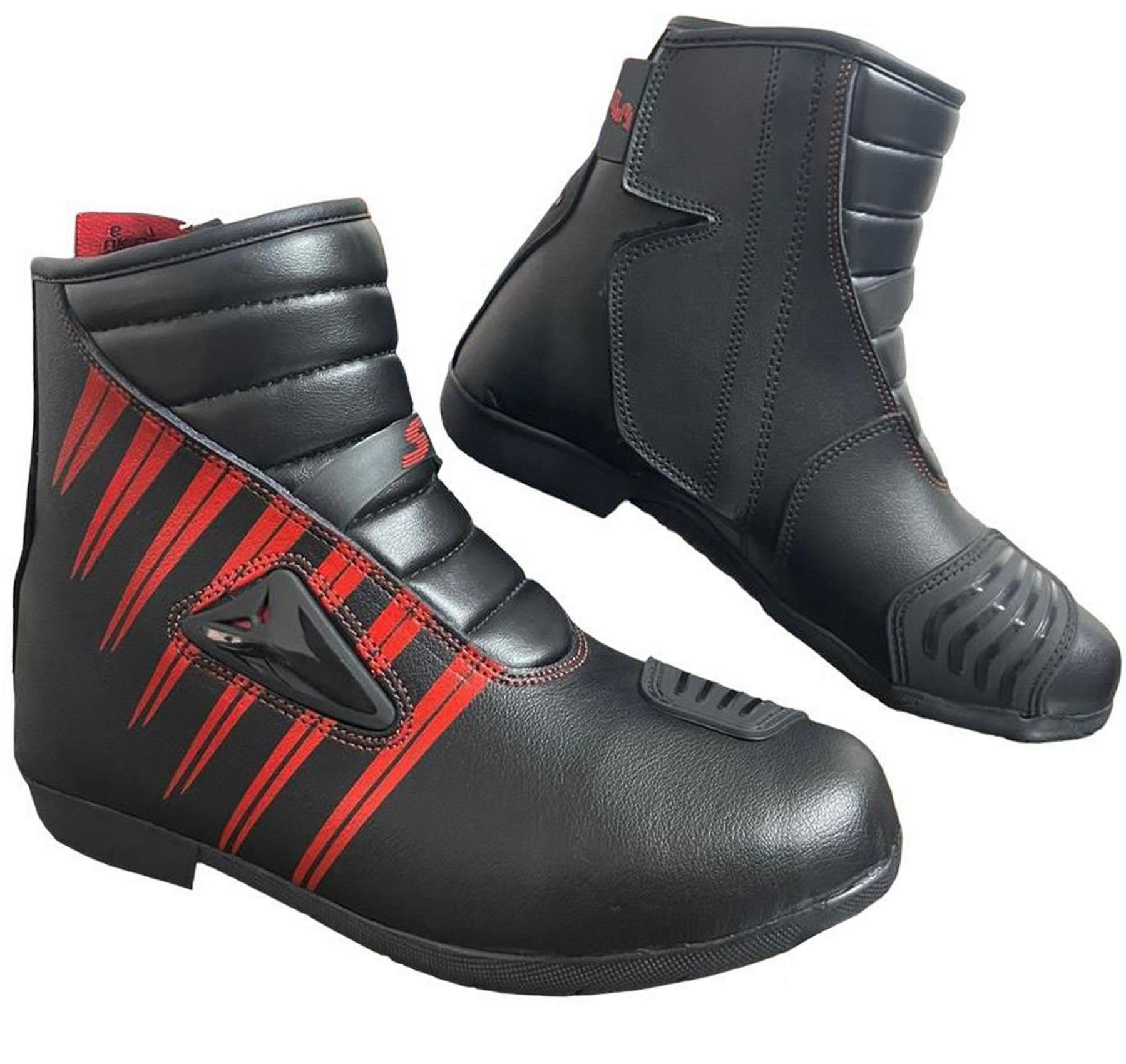 KIDS REAL LEATHER MOTORBIKE RACING MOTORCYCLE CUBS SHORT SPORTS RED BOOTS