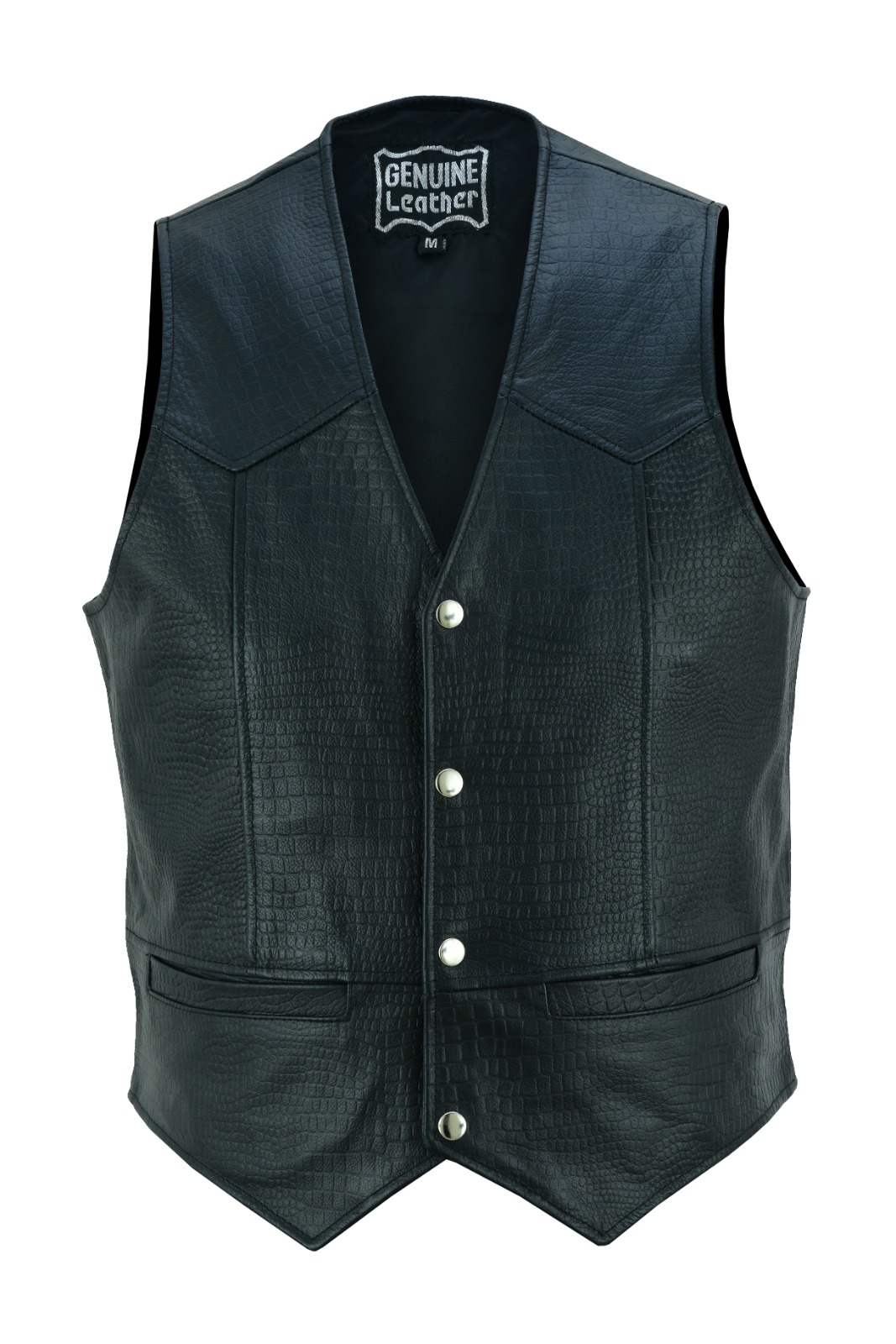 Mens Black Real Leather Waistcoat Classic Motorcycle Biker Club Genuine Vest