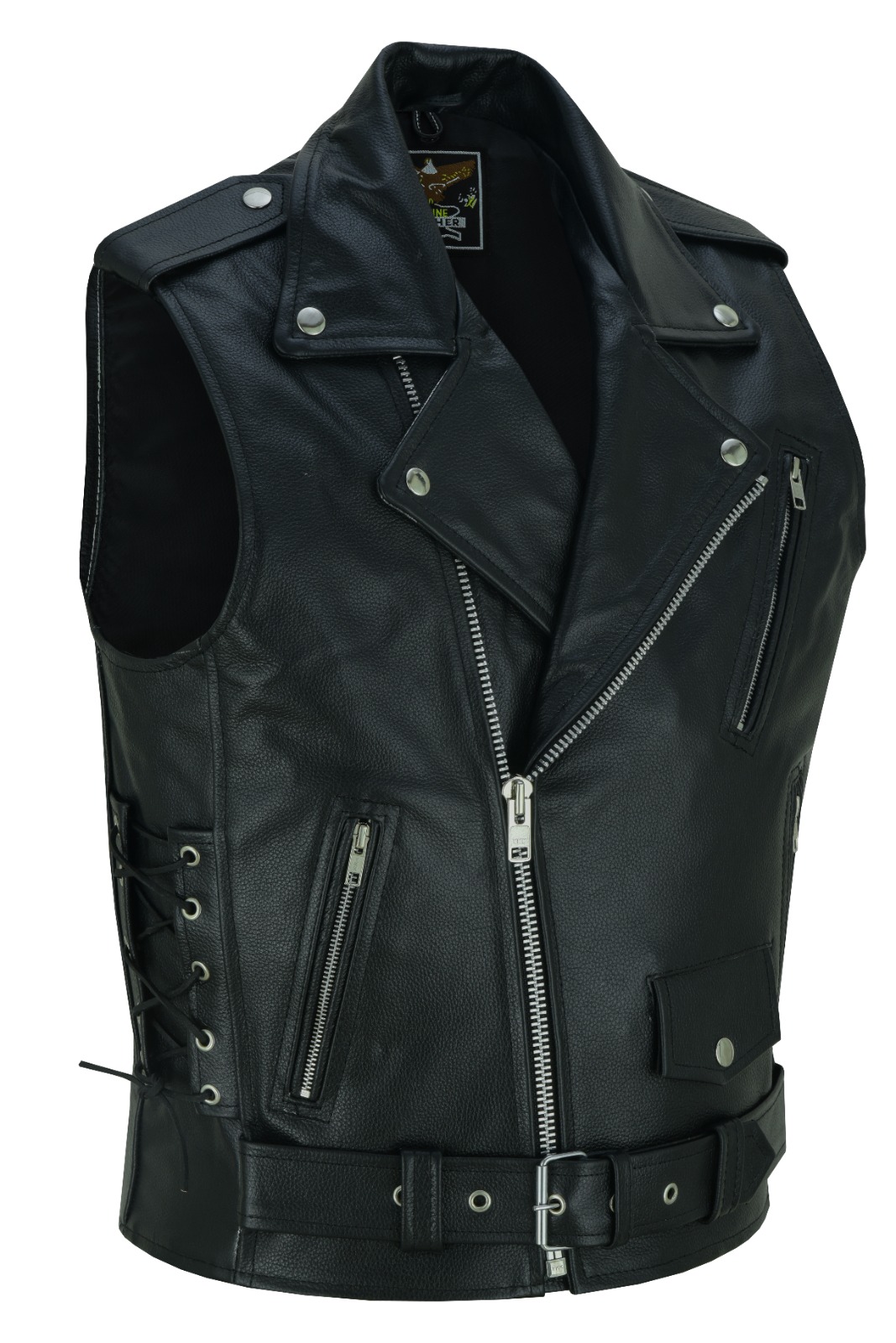 Mens Real Leather Waistcoat Classic Motorcycle Biker Club Genuine Gillet Vest
