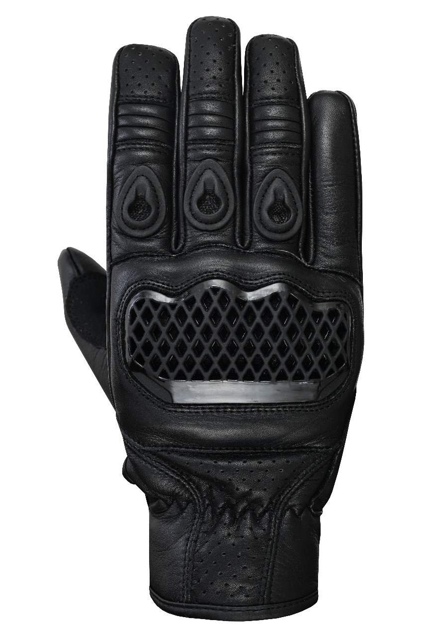 MENS MOTORBIKE PERFORATED CARBON SHELL KNUCKLE GLOVES