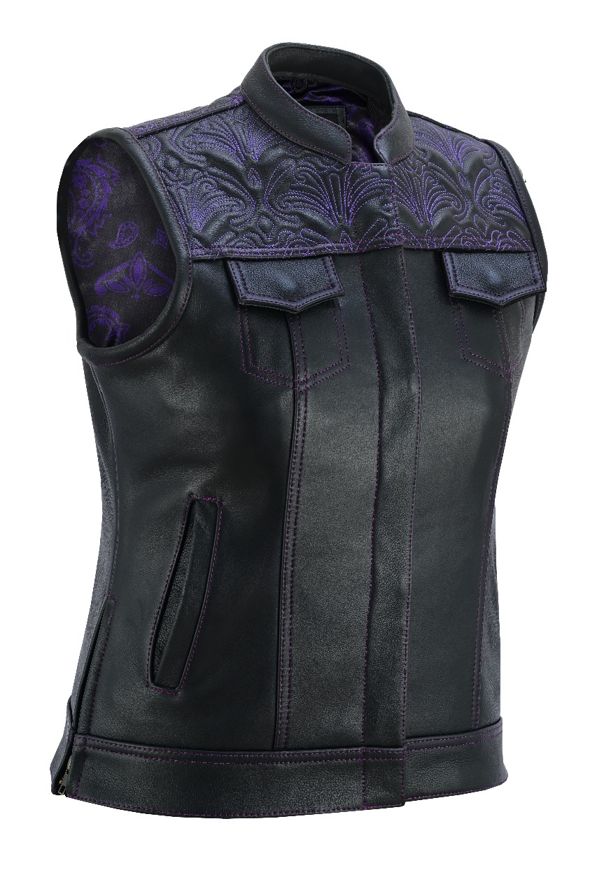 Women SOA club vest with Pink Heart Stitch