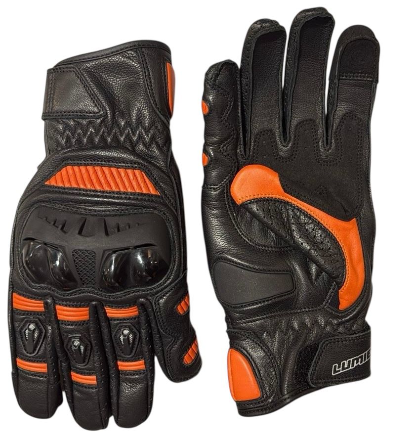 MENS MOTORBIKE PERFORATED CARBON SHELL KNUCKLE GLOVES