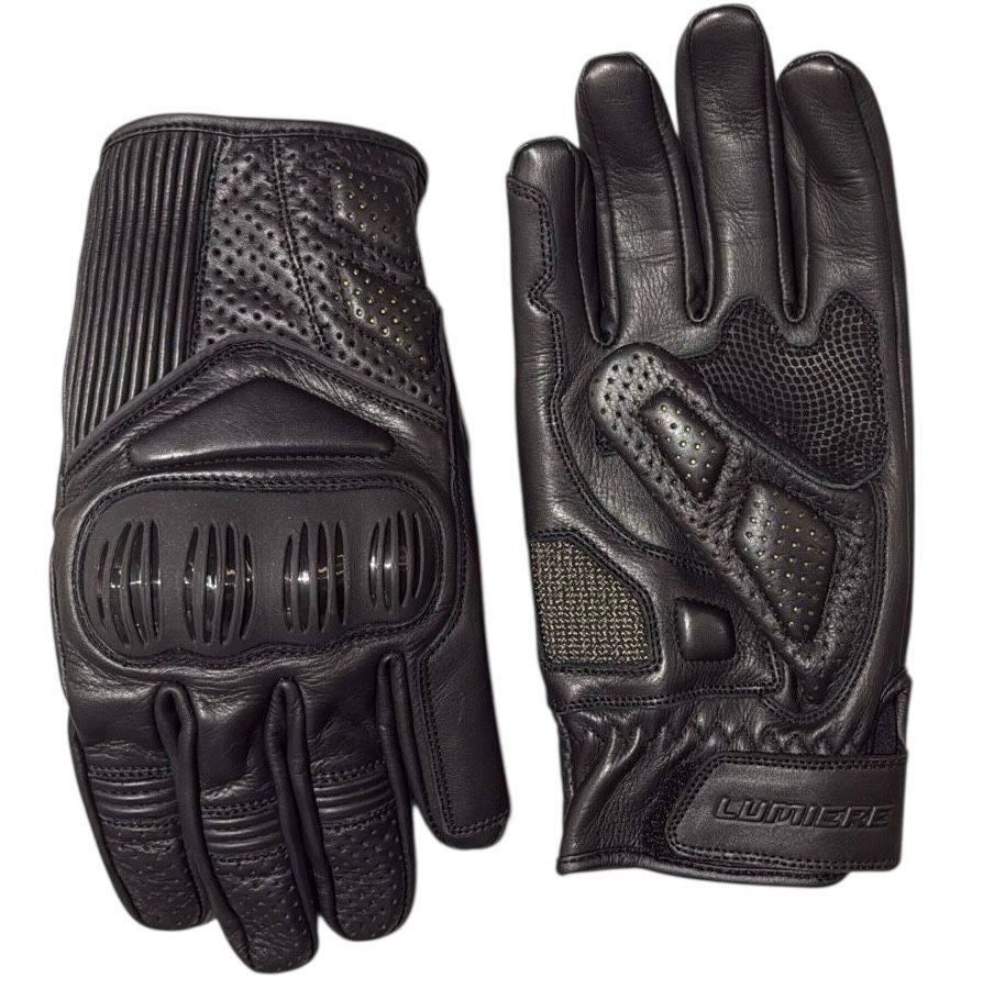MENS MOTORBIKE PERFORATED CARBON SHELL KNUCKLE GLOVES