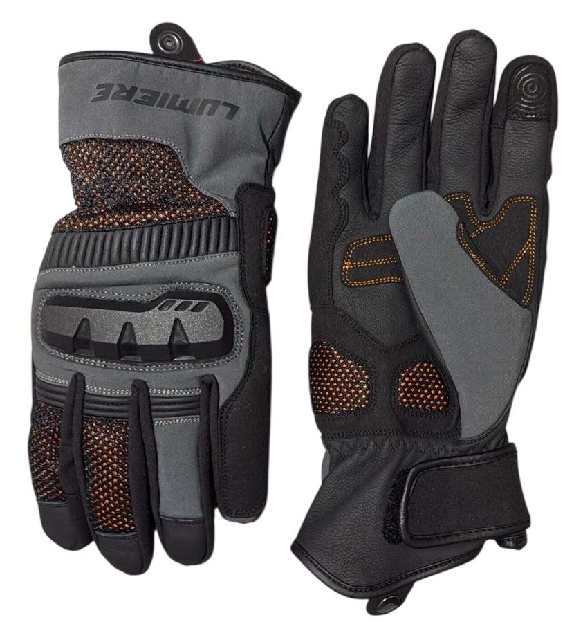 MENS MOTORBIKE PERFORATED CARBON SHELL KNUCKLE GLOVES