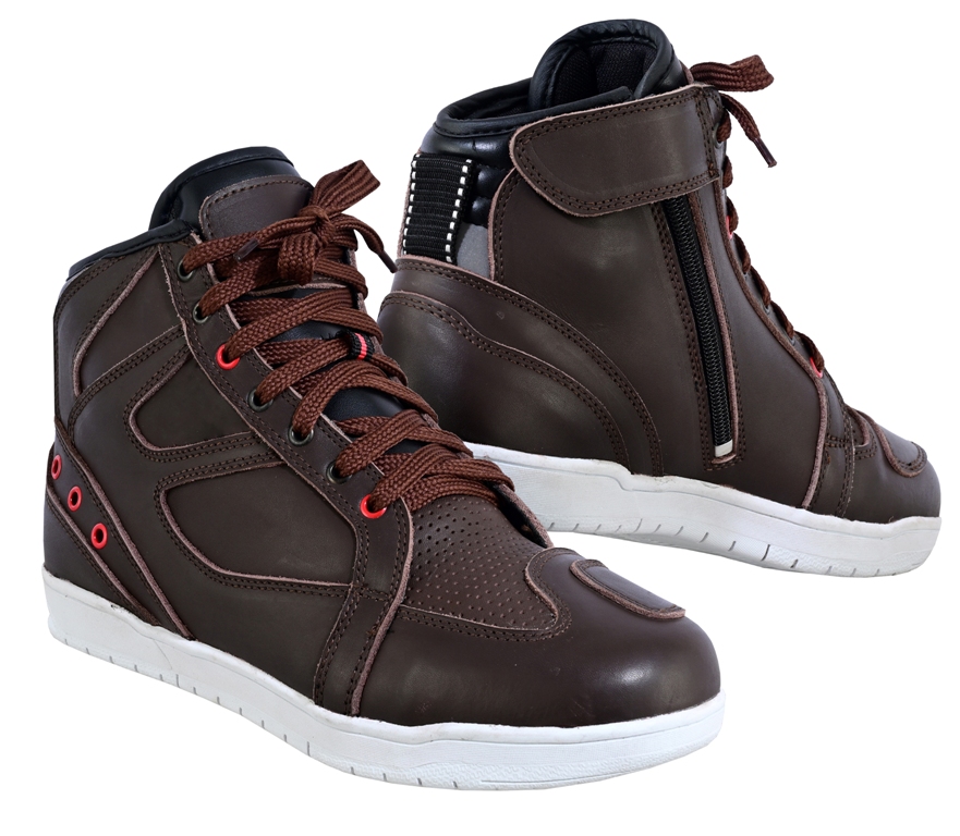 Speed Maxx CE Casual Sneaker Pure Leather Motorcycle Brown Boots